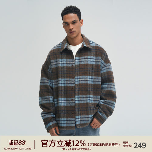 BD格纹羊毛加厚长袖衬衫