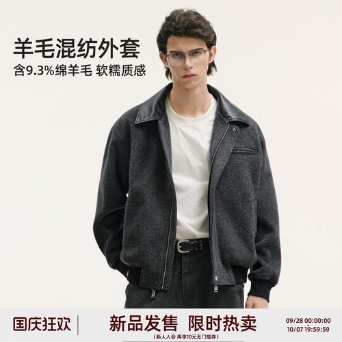 BD秋冬男羊毛混纺加厚保暖夹克
