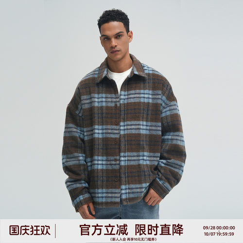 BD格纹羊毛加厚长袖衬衫