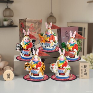 兔爷老北京兔儿爷福兔祥兔爷传统手工泥塑摆件