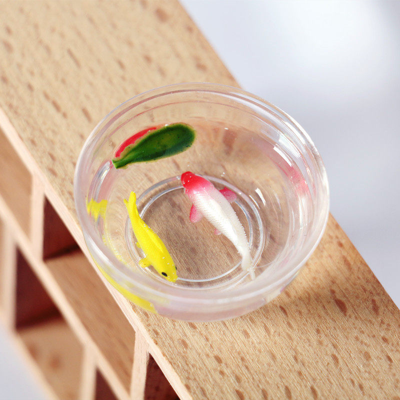 Dollhouse1:12仿真微缩迷你锦鲤鱼缸娃娃屋配件 ob11客厅家居模型