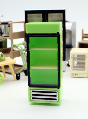 Dollhouse娃娃屋空间迷你单门可打开冰箱DIY自创厨房微缩场景模型