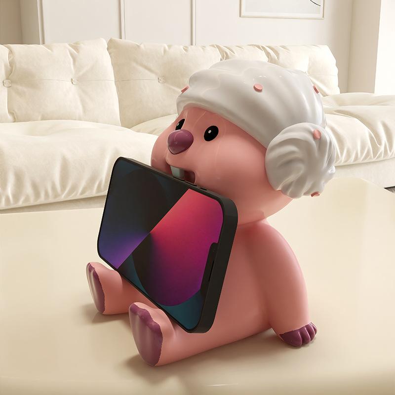 新款可爱海狸支架装饰摆件