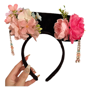 白鹿同款宫廷格格发箍汉服头饰发捆洗脸贵妃旗头头箍头饰发卡头饰