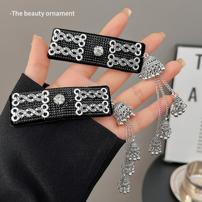 易梦玲同款银色流苏发饰民族风发夹边夹刘海夹子2025新款bb夹发卡