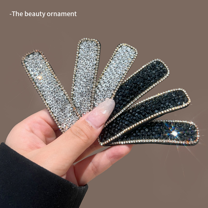 简约水钻一字夹发夹女后脑勺碎发整理掰掰发夹前额刘海侧边bb夹子