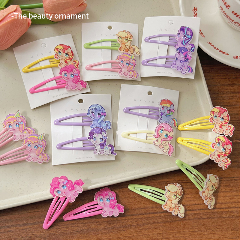 甜美儿童小马宝莉发夹女可爱卡通前额刘海夹彩色侧边碎发bb夹头饰