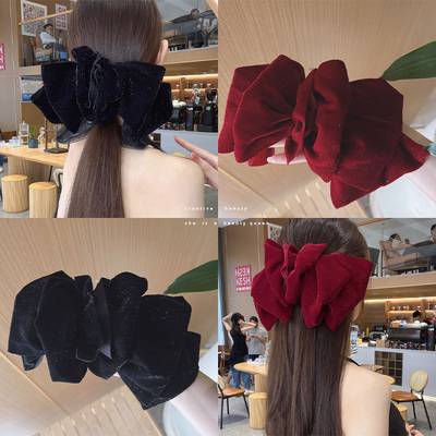 亮丝绒蓬松蝴蝶结弹簧夹