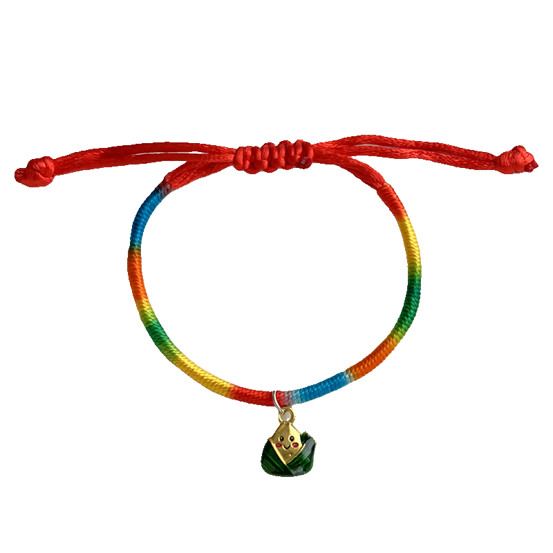 端午节五彩绳手链传统本命年编织红绳成人儿童宝宝笑脸小粽子手绳