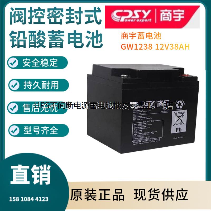 商宇蓄电池GW1238 12V38AH 应急照明 移动式照明 紧急电源