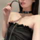 黑色小铃铛项圈女牵引绳成人项链choker男生情调颈带小狗脖环狗链