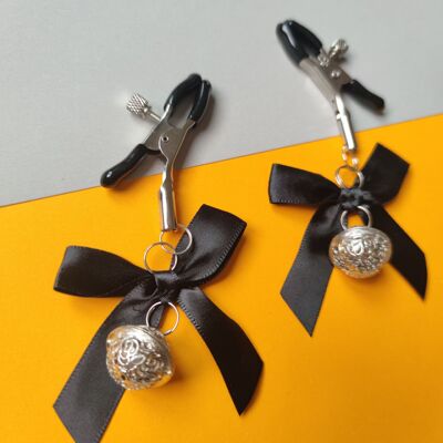 【保密发货】蝴蝶结铃铛夹子粉色黑色叮当夹子金属夹