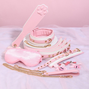 幻音坊unicorn：粉白项圈牵引绳手拍子眼罩s六件套m工具套装道具