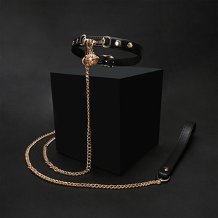 幻音坊：真皮宫铃铛项圈女情调小狗牵引绳choker脖圈颈环颈带链子