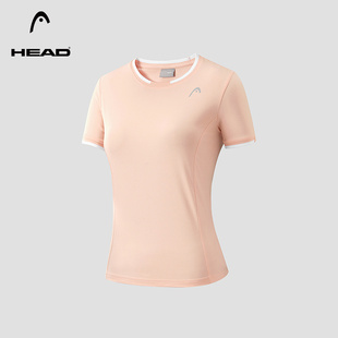 HEAD海德速干圆领网球运动短T2026夏季新款撞色透气短款短袖T恤女