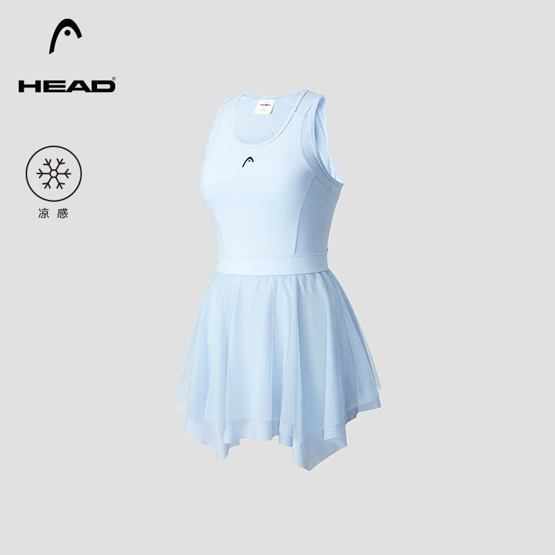 HEAD海德凉感不规则网纱连衣裙女图片