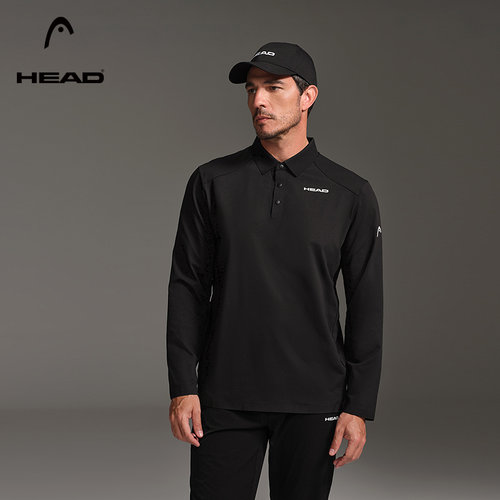 HEAD海德半开襟运动长袖POLO衫男