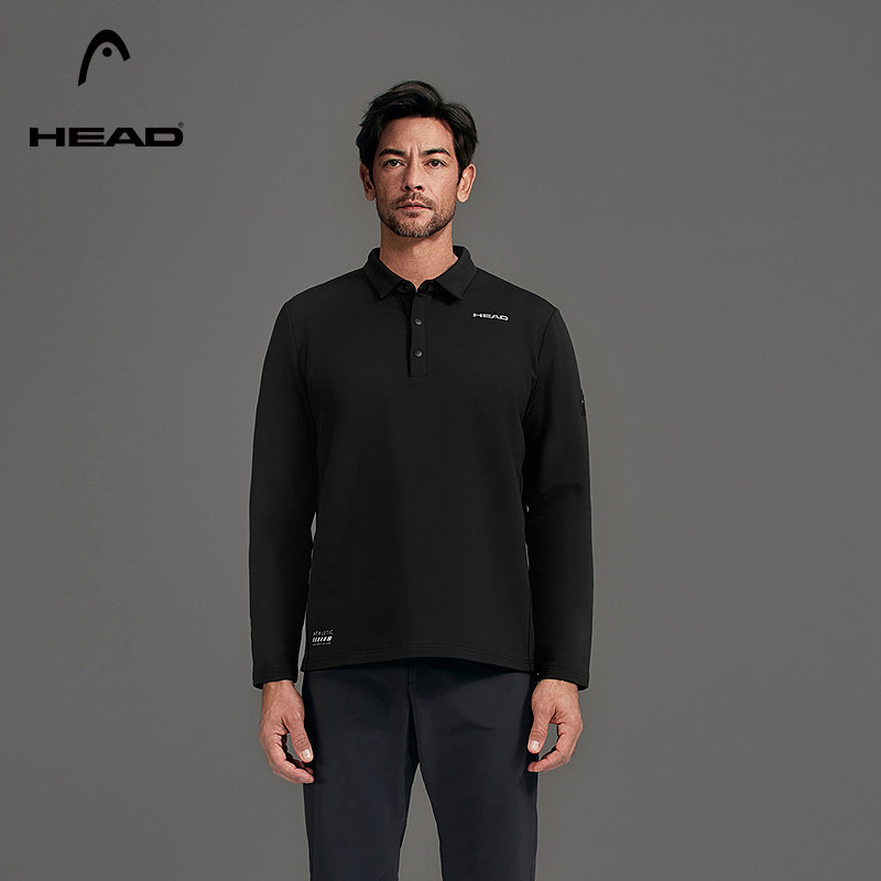 【抗菌polygiene】HEAD海德运动翻领半开襟长袖t恤秋季polo男,运动服/休闲服装,运动POLO衫,淘宝优惠券,粉丝福利购,淘宝优惠卷