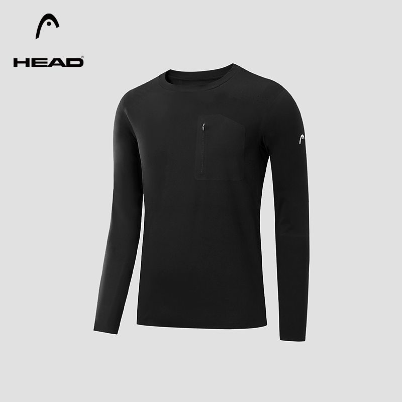 HEAD海德运动健身圆领长袖T恤男