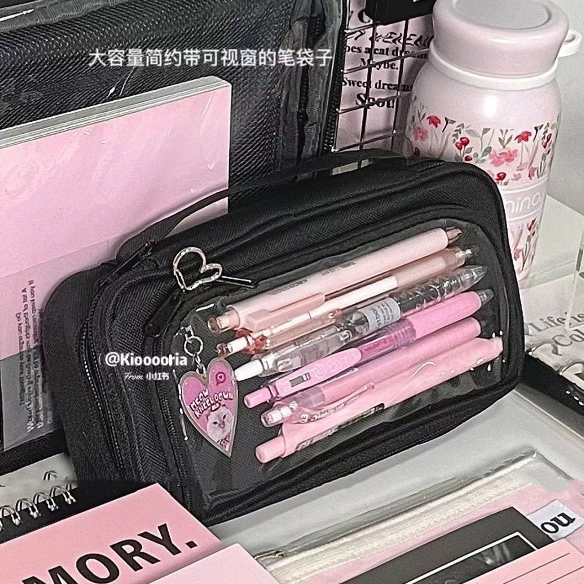 小红书同款笔袋网纱纯色