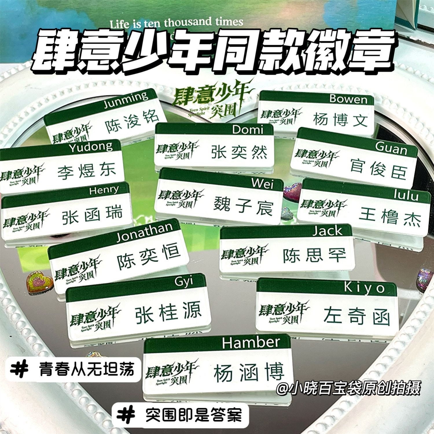 肆意少年同款胸牌徽章TF家族四代周边陈奕恒铭张桂源应援校徽胸针