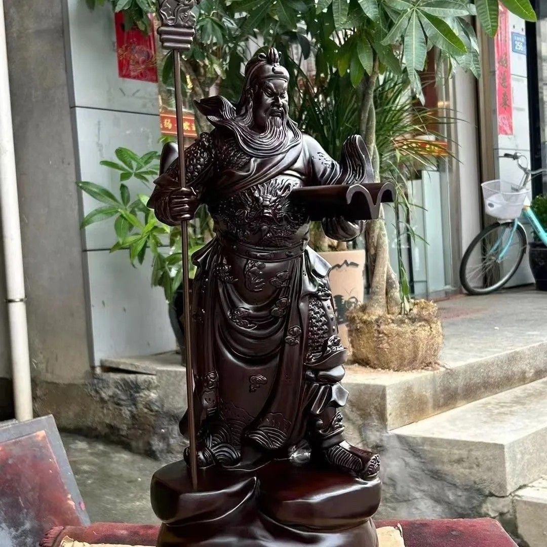 私人定制特大号看书关公能文能武春秋关二爷横刀立刀原木实木摆件