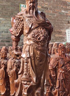 实原木不上漆正宗花梨木精品精雕立刀横刀关公关二爷红木定制摆件