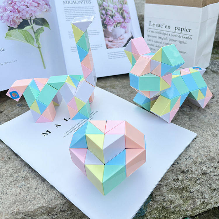 儿童益智玩具马卡龙色百变魔尺幼儿园24段36/48/60/72节爱心魔尺