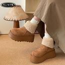 树上有个桃复古厚底雪地靴女2025冬季新款百搭增高加绒加厚棉鞋子