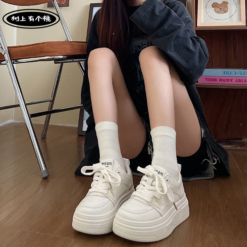 树上有个桃厚底小白鞋女2023夏季新款百搭休闲增高透气轻便板鞋子高性价比高么？