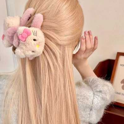 kitty猫后脑勺盘发饰品毛绒可爱