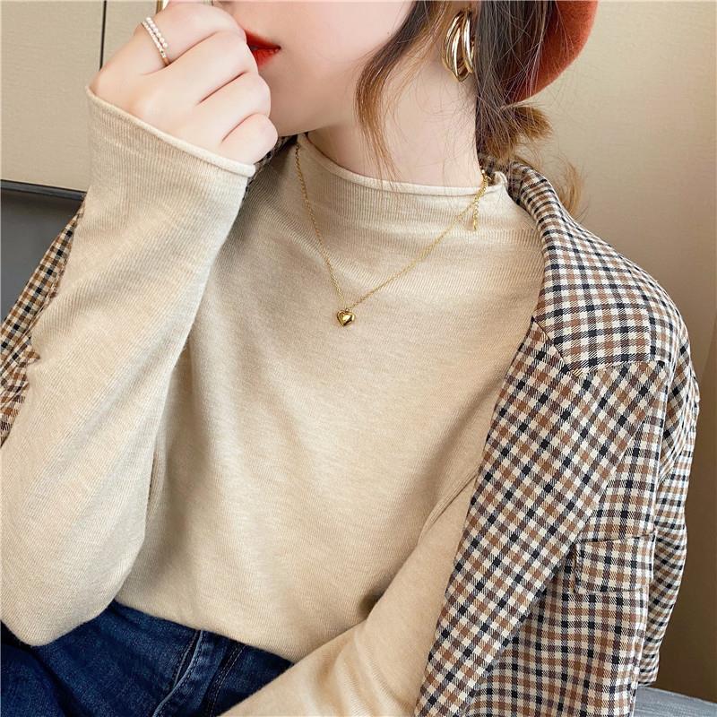半高领打底衫女秋冬高级感内搭毛衣洋气2025新款春秋中领针织上衣