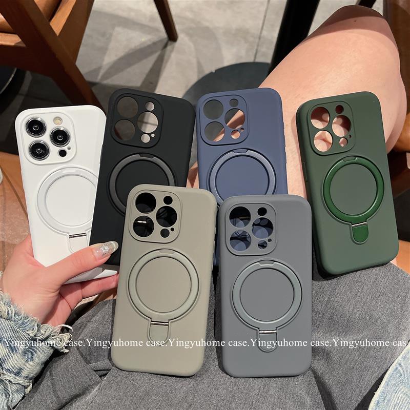 磁吸折叠支架适用苹果16手机壳液态硅胶新款iPhone15promax防摔13高级男女12纯色简约11潮流14promax全包plus