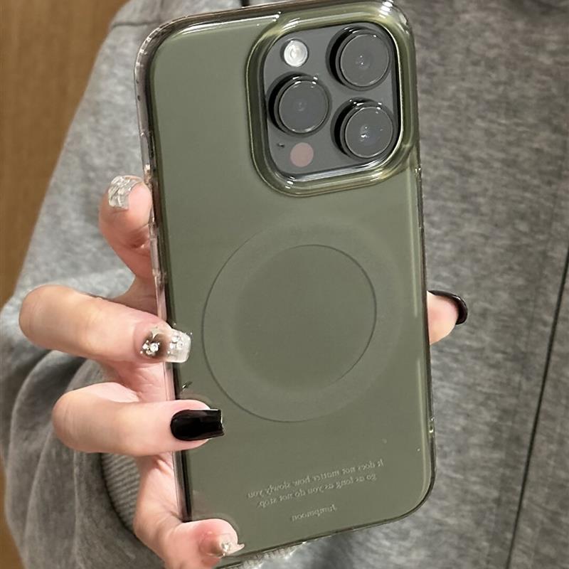 古众好 高级感墨绿色渐变磁吸支架适用苹果iphone16promax新款15手机壳14pro女款15Pro防摔保护套13小众16男