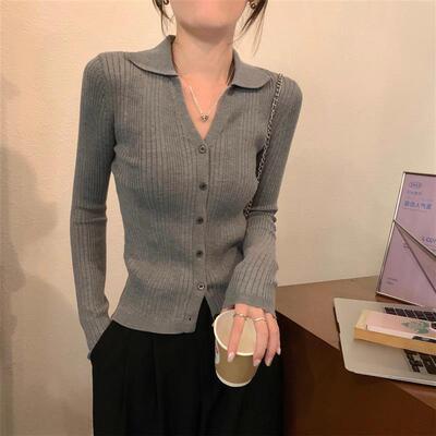 2025年春装新款女装polo领针织开衫打底衫内搭可外穿超火小衫上衣