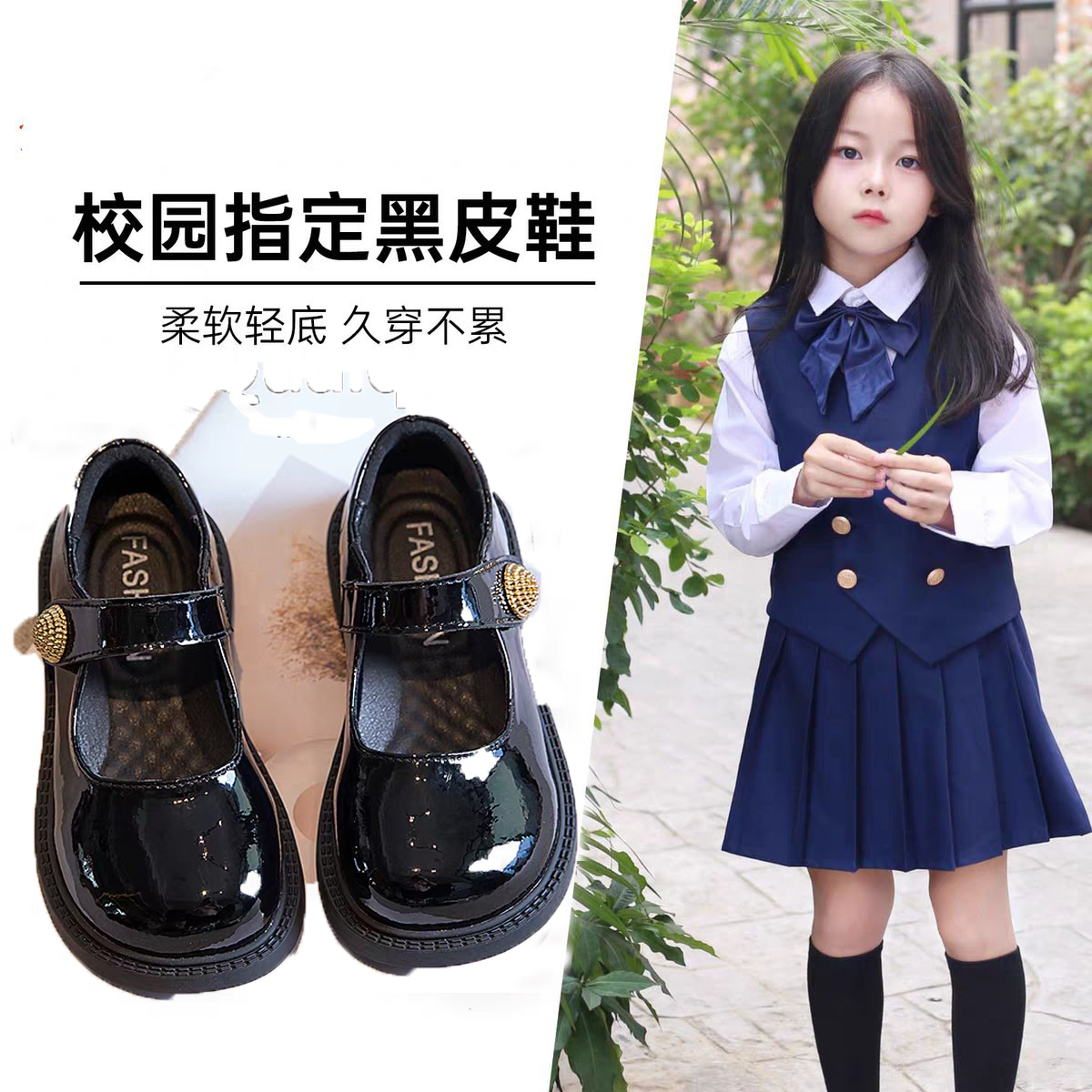 真皮女童皮鞋公主鞋演出鞋单鞋