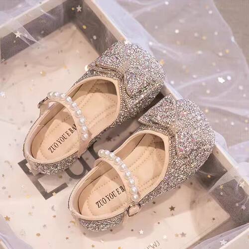 真皮女童艾莎公主鞋水晶鞋演出鞋