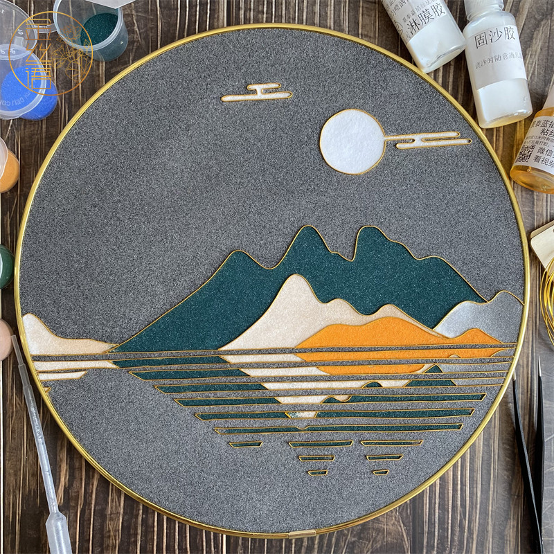 溪山晓月景泰蓝掐丝珐琅画diy卧室客厅简约中国风挂画礼品材料包