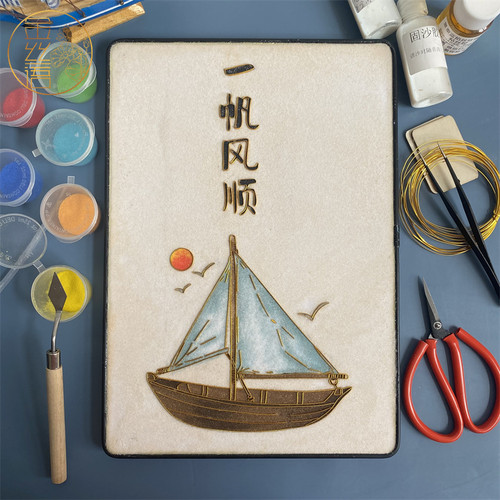 金丝沙画掐丝珐琅画景泰蓝手工画