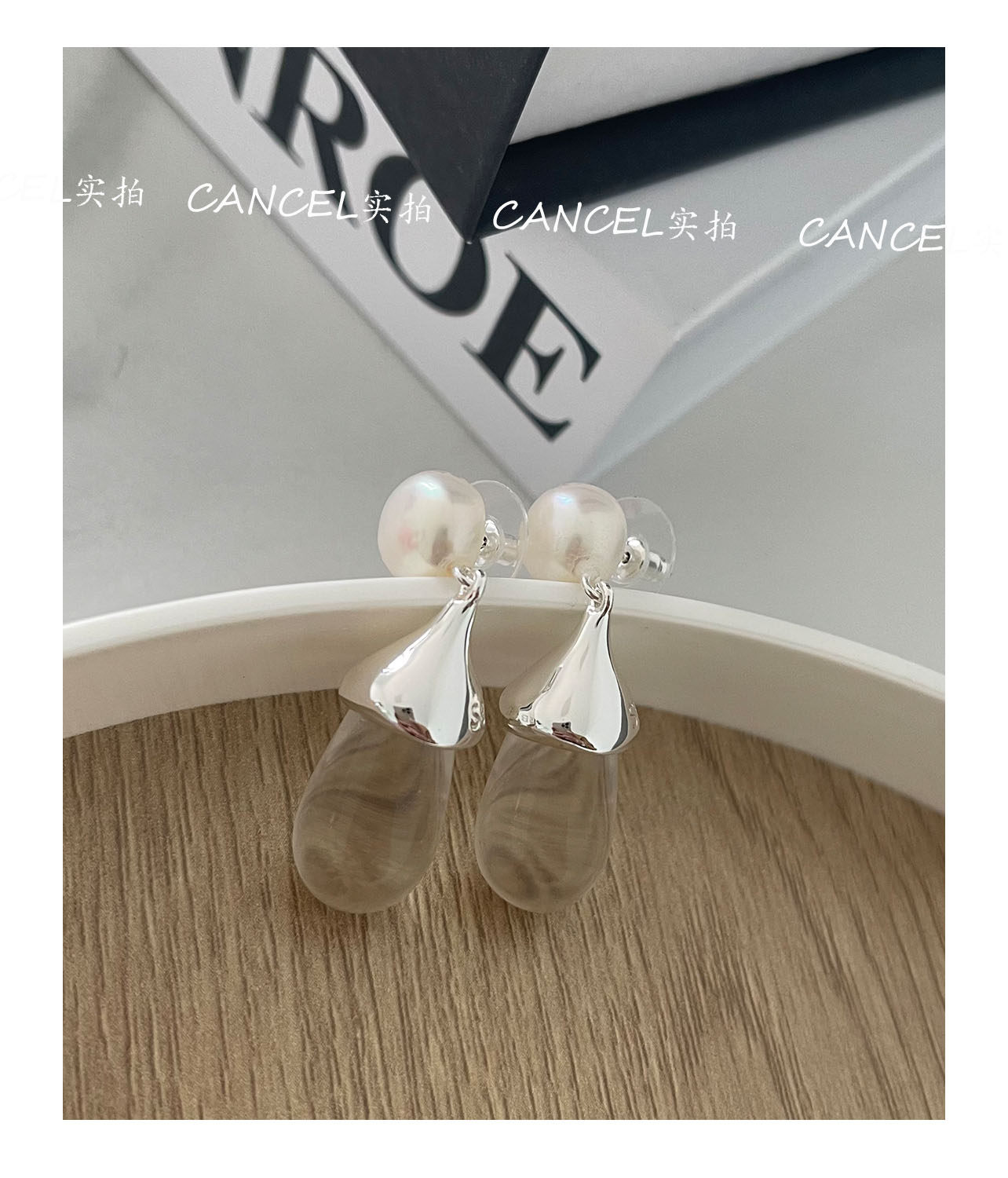 thumbnail for Sophie Buhai Black Onyx White Crystal Earrings Pearl Drop Earrings Niche Design Fever Same Style