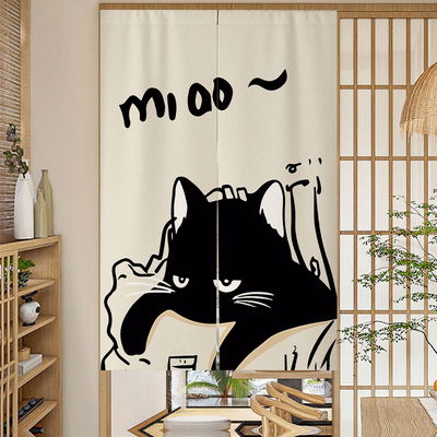 日式门帘隔断帘卧室厨房柜子魔术贴遮挡猫帘卫生间免打孔挡风半帘