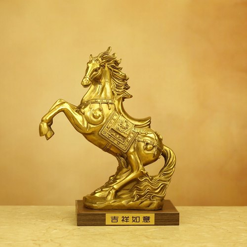 久鉴 铜马十二生肖马上发财马道成功笔筒办公居家桌面摆件