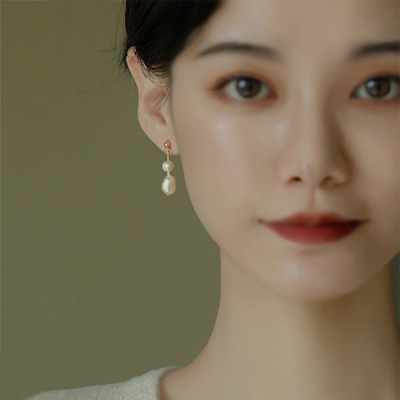 【秋冬特惠】天然珍珠耳夹女无耳洞巴洛克耳环高级感轻奢复古