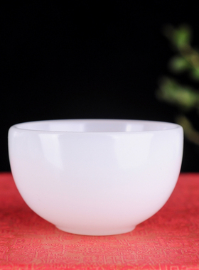 新疆和田玉白玉功夫茶杯天然玉石碗酒杯羊脂玉茶具酒杯玉器摆件