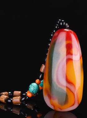 新疆和田玉彩玉籽料原石手把件玉石鸡血玉手玩件挂件天然玉石