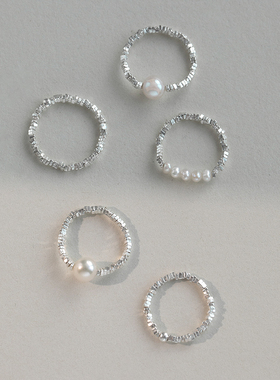 闪耀碎银子天然淡水珍珠戒指环ins小众设计轻奢高级感女时尚个性