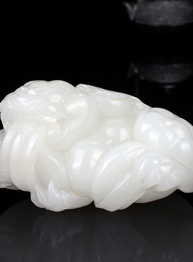 天然和田玉貔貅手把件精雕羊脂玉招财神兽把玩件玉麒麟摆件