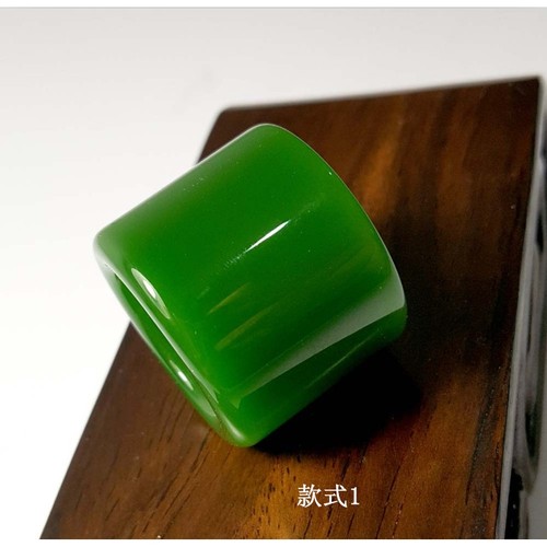 正品天然新疆 和田碧玉扳指 戒指 和田 碧玉满绿扳指 指环 男女款