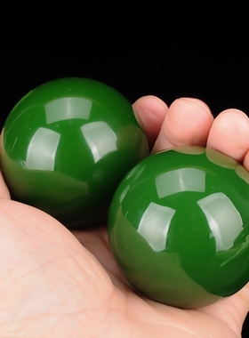 正品新疆籽料和田玉碧玉手把件玉把件手溜球健身球天然玉石把玩件