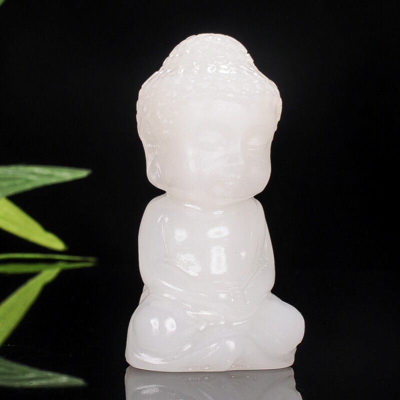 天然玉石新疆和田白玉宝宝佛手把件摆件小佛笑佛吊坠印章